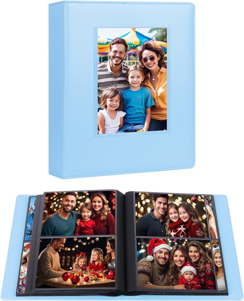 Aevdor 272 Pockets Photo Album 5x7 Holds 272 Photos, 5x7 Photo Album Extra Large Capacity Leather Cover Photo Albums for Family Wedding Baby Pictures (Blue) - Image 1